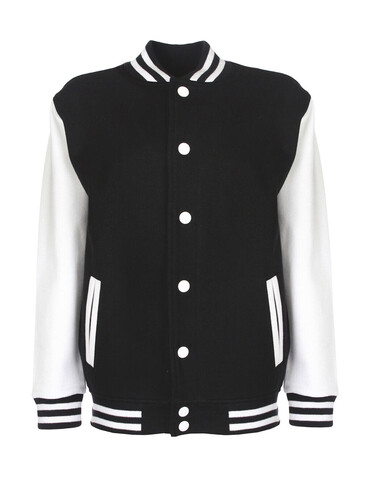 FDM Junior Varsity Jacket, Black/White, 7-8 (128) bedrucken, Art.-Nr. 488551505