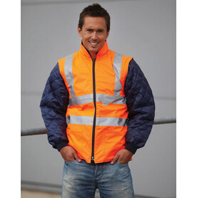 Yoko Fluo Quilted Jacket with Zip-Off Sleeves, Fluo Orange, S bedrucken, Art.-Nr. 495774053
