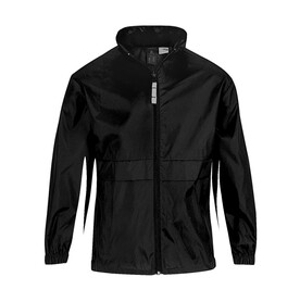 B &amp;amp; C Sirocco/kids Windbreaker, Black, 3/4 (98/104) bedrucken, Art.-Nr. 498421013