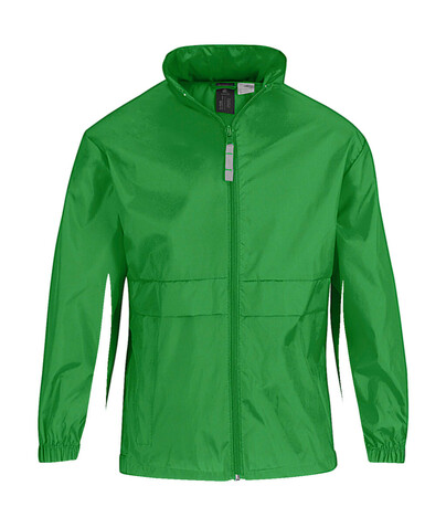 B &amp; C Sirocco/kids Windbreaker, Real Green, 9/11 (134/146) bedrucken, Art.-Nr. 498425036