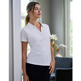 Tee Jays Women`s Luxury Stretch V Polo, White, S bedrucken, Art.-Nr. 502540003