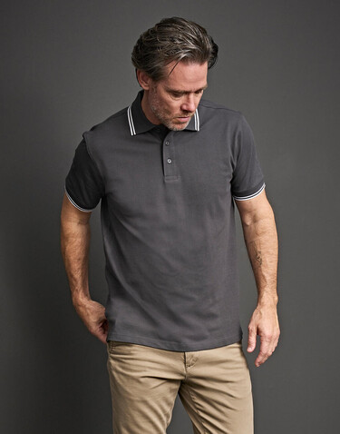 Tee Jays Luxury Stripe Stretch Polo, White/Navy, S bedrucken, Art.-Nr. 507540522
