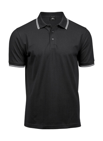 Tee Jays Luxury Stripe Stretch Polo, Black/White, M bedrucken, Art.-Nr. 507541503