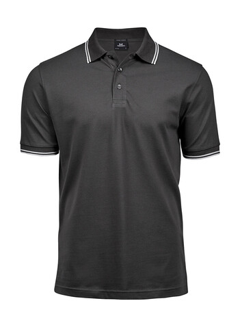 Tee Jays Luxury Stripe Stretch Polo, Dark Grey/White, M bedrucken, Art.-Nr. 507541583