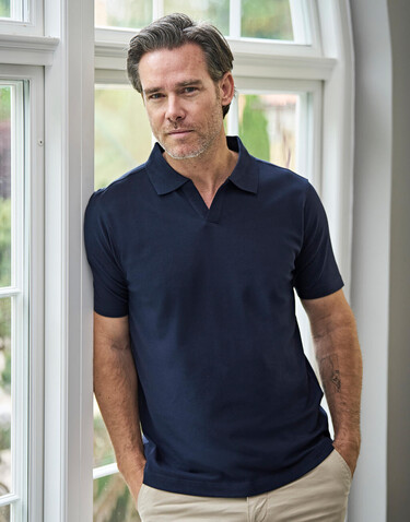 Tee Jays Luxury Stretch V-Neck Polo, Black, 3XL bedrucken, Art.-Nr. 512541018