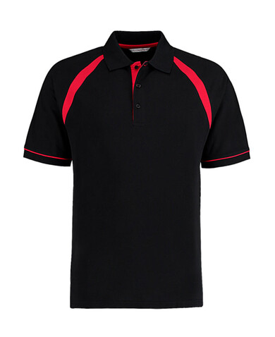 Kustom Kit Classic Fit Oak Hill Polo, Black/Bright Red, S bedrucken, Art.-Nr. 515111573