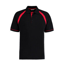 Kustom Kit Classic Fit Oak Hill Polo, Black/Bright Red, S bedrucken, Art.-Nr. 515111573