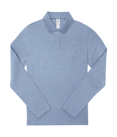 B &amp; C My Polo 210 LSL /Women, Heather Blue, 2XL bedrucken, Art.-Nr. 535423297