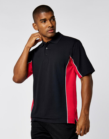 Kustom Kit Classic Fit Track Polo, Black/Red/White, S bedrucken, Art.-Nr. 547111853