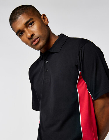 Kustom Kit Classic Fit Track Polo, Black/Red/White, S bedrucken, Art.-Nr. 547111853