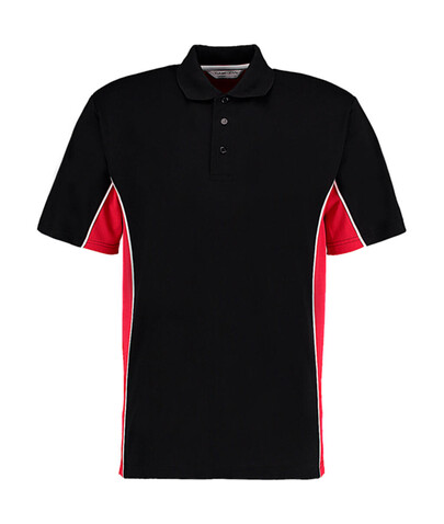 Kustom Kit Classic Fit Track Polo, Black/Red/White, S bedrucken, Art.-Nr. 547111853