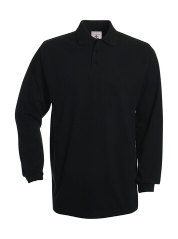 B &amp; C Heavymill LSL Polo, Black, L bedrucken, Art.-Nr. 565421015