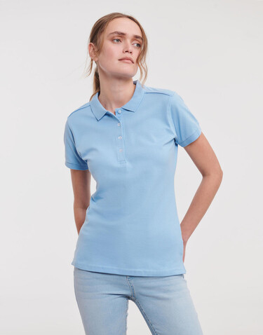 Russell Europe Ladies` Fitted Stretch Polo, White, S bedrucken, Art.-Nr. 566000003