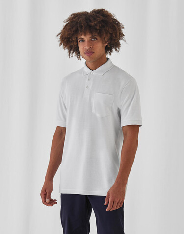 B &amp; C Safran Pocket Polo, White, 2XL bedrucken, Art.-Nr. 574420007