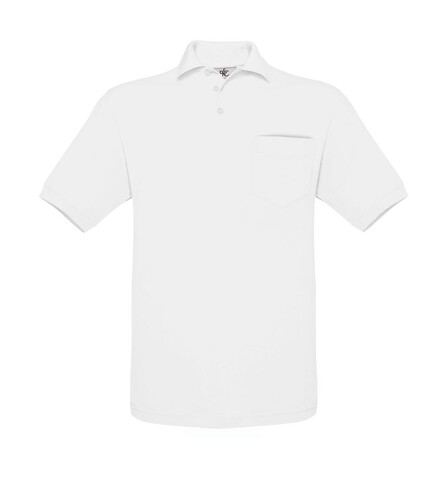 B &amp; C Safran Pocket Polo, White, 2XL bedrucken, Art.-Nr. 574420007