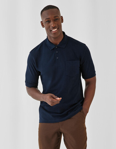 B &amp; C Safran Pocket Polo, Black, 2XL bedrucken, Art.-Nr. 574421017