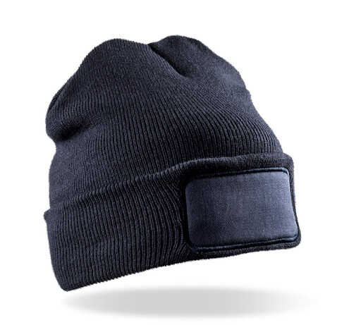 Result Recycled Double Knit Printers Beanie, Black, One Size bedrucken, Art.-Nr. 605331010