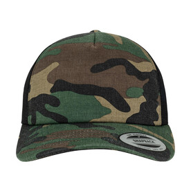 Flexfit Camo Trucker Cap, Wood Camo/Black, One Size bedrucken, Art.-Nr. 615687530