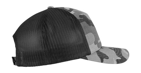 Flexfit Camo Trucker Cap, Dark Camo/Black, One Size bedrucken, Art.-Nr. 615687540