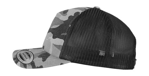 Flexfit Camo Trucker Cap, Dark Camo/Black, One Size bedrucken, Art.-Nr. 615687540