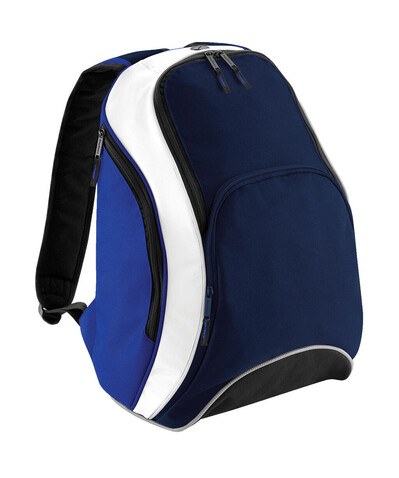 Bag Base Teamwear Backpack, French Navy/Bright Royal/White, One Size bedrucken, Art.-Nr. 617292860