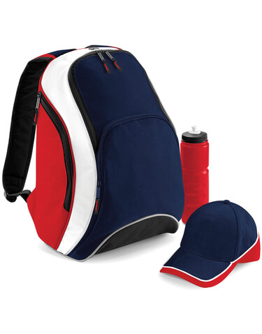 Bag Base Teamwear Backpack, French Navy/Classic Red/White, One Size bedrucken, Art.-Nr. 617292950 Bag Base Teamwear Backpack, French Navy/Classic Red/White, One Size bedrucken, Art.-Nr. 617292950