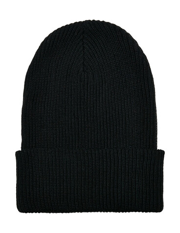 Flexfit Recycled Yarn Ribbed Knit Beanie, Black, One Size bedrucken, Art.-Nr. 628681010