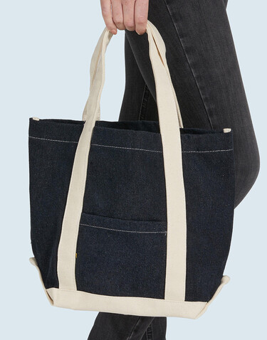 SG ACCESSORIES - BAGS Canvas Denim Shopper, Black Stonewash/Natural, One Size bedrucken, Art.-Nr. 638571550