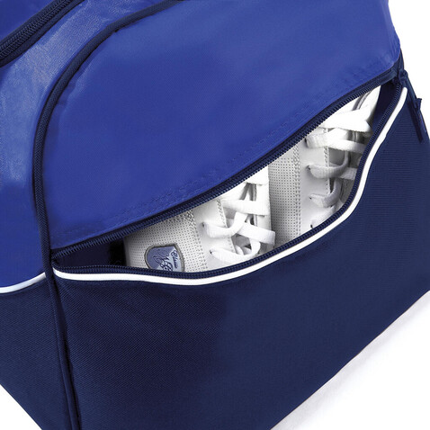 Quadra Teamwear Holdall, Bright Royal/French Navy/White, One Size bedrucken, Art.-Nr. 647303860