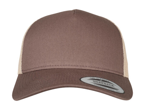 Flexfit 5-Panel Retro Trucker 2-Tone Cap, Brown/Khaki, One Size bedrucken, Art.-Nr. 649687570