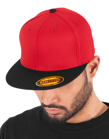 Flexfit Premium 210 Fitted 2-Tone, Red/Black, S/M bedrucken, Art.-Nr. 672684511