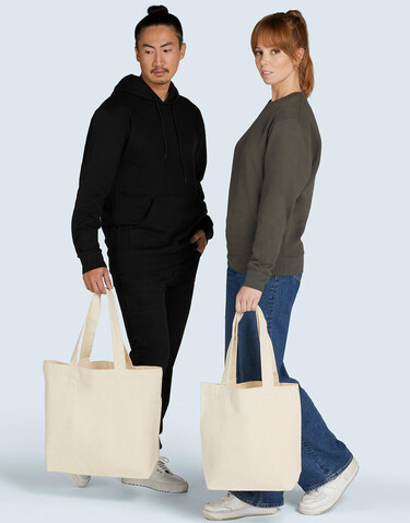 SG ACCESSORIES - BAGS Canvas Wide Shopper LH, Black, XL (49x39x12cm) bedrucken, Art.-Nr. 674571012
