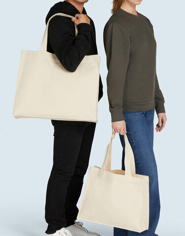 SG ACCESSORIES - BAGS Canvas Wide Shopper with Fold LH, Natural, XL (49x39x12cm) bedrucken, Art.-Nr. 675570082