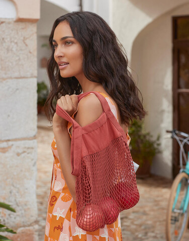 Westford Mill Organic Cotton Mini Mesh Grocery Bag, Orange Rust, One Size bedrucken, Art.-Nr. 676284120