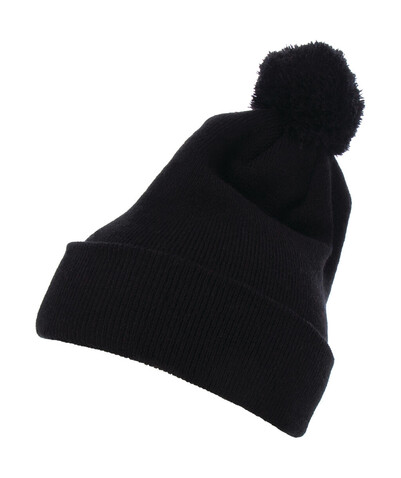 Flexfit Cuffed Pom Pom Knit Beanie, Black, One Size bedrucken, Art.-Nr. 688681010