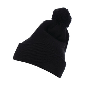 Flexfit Cuffed Pom Pom Knit Beanie, Black, One Size bedrucken, Art.-Nr. 688681010