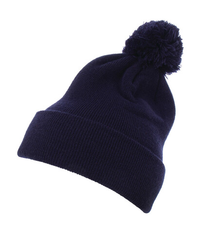 Flexfit Cuffed Pom Pom Knit Beanie, Navy, One Size bedrucken, Art.-Nr. 688682000