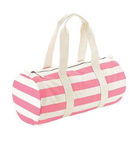 Westford Mill Nautical Barrel Bag, Natural/Pink, One Size bedrucken, Art.-Nr. 689280680