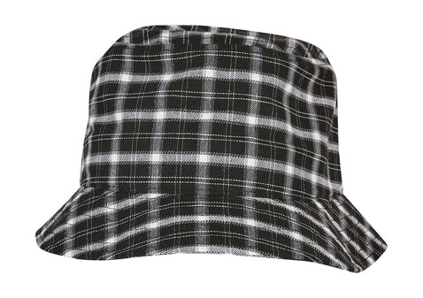 Flexfit Check Bucket Hat, Black/Grey, One Size bedrucken, Art.-Nr. 693681600