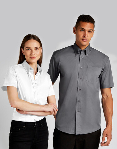 Kustom Kit Women`s Tailored Fit Premium Oxford Shirt SSL, White, S bedrucken, Art.-Nr. 701110002