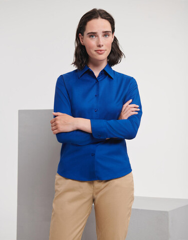 Russell Europe Ladies` Classic Oxford Shirt LS, Bright Royal, M (38) bedrucken, Art.-Nr. 702003064