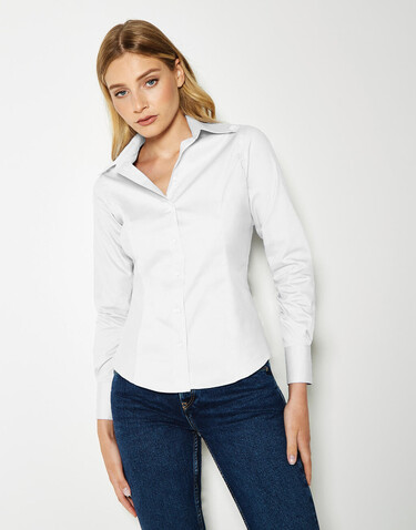 Kustom Kit Women`s Tailored Fit Premium Oxford Shirt, White, S bedrucken, Art.-Nr. 702110002