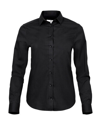 Tee Jays Ladies` Stretch Luxury Shirt, Black, XL bedrucken, Art.-Nr. 702541016