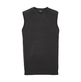 Russell Europe Adults` V-Neck Sleeveless Knitted Pullover, Black, 2XS bedrucken, Art.-Nr. 704001011