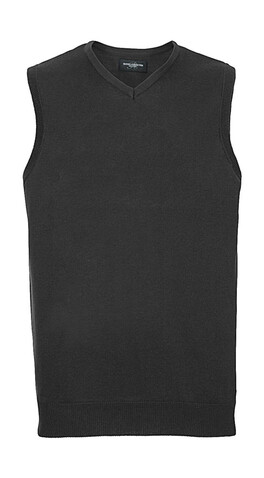 Russell Europe Adults` V-Neck Sleeveless Knitted Pullover, Charcoal Marl, S bedrucken, Art.-Nr. 704001163