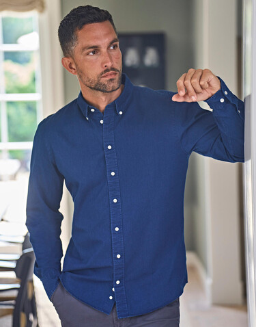 Tee Jays Casual Twill Shirt, Indigo, 3XL bedrucken, Art.-Nr. 705543188
