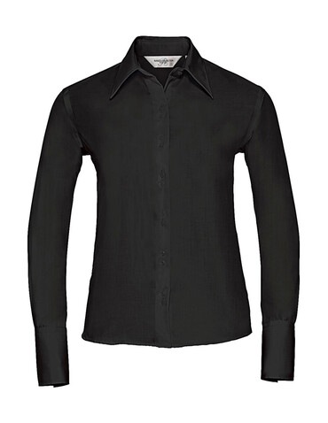 Russell Europe Ladies` Ultimate Non-iron Shirt LS, Black, S (36) bedrucken, Art.-Nr. 706001013