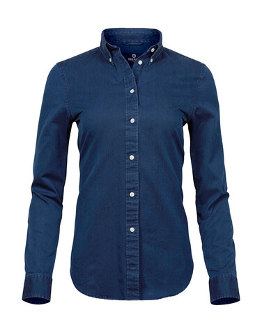 Tee Jays Ladies` Casual Twill Shirt, Indigo, 2XL bedrucken, Art.-Nr. 706543187