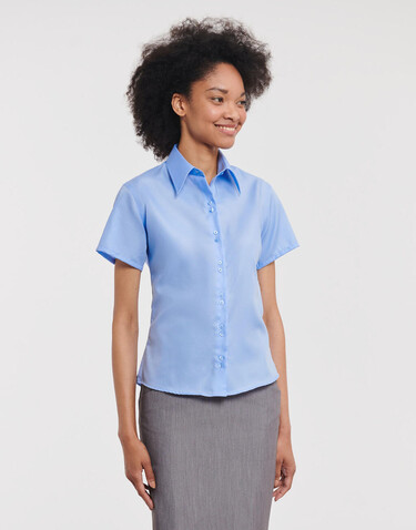 Russell Europe Ladies` Ultimate Non-iron Shirt, White, L (40) bedrucken, Art.-Nr. 707000005