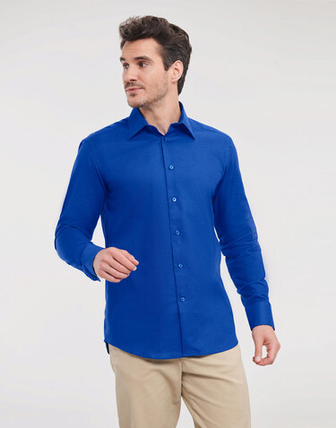 Russell Europe Oxford Shirt LS, Bright Royal, L bedrucken, Art.-Nr. 710003065